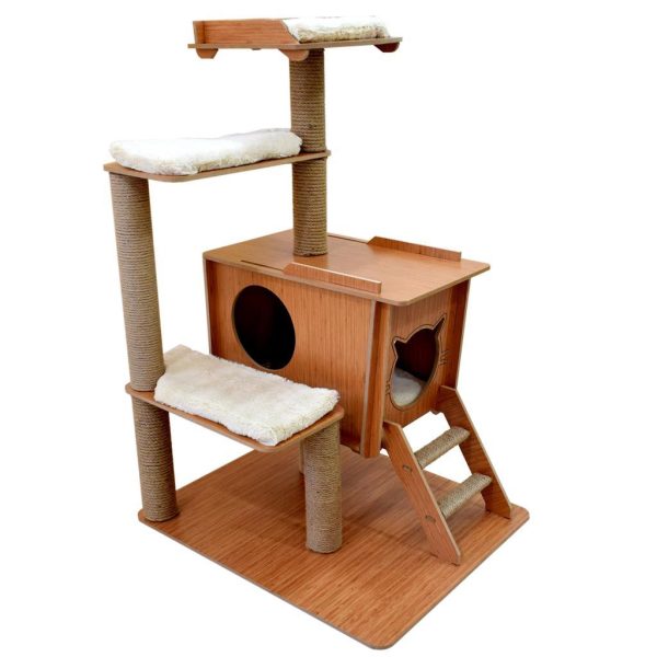 İndigo Çok Katlı Kedi Evi Yuvası Minderli ve Tırmalamalı - Görsel 6