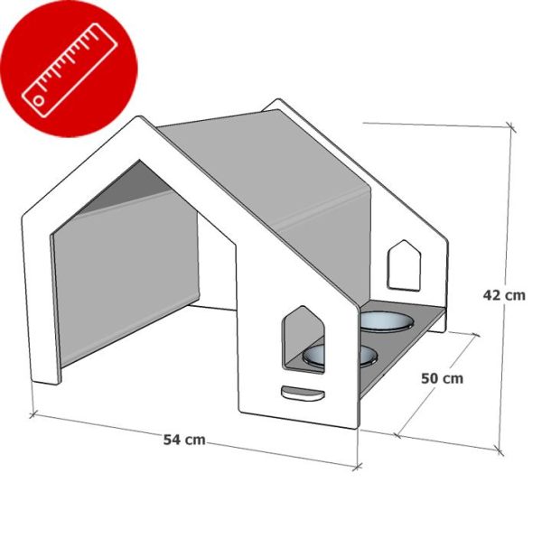 Tentty Çadırlı Mama Su Kablı Kedi Evi Kulübesi - Görsel 4